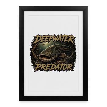 Pêche au poisson-chat Prédateur en eaux profondes - Affiche encadrée (27 × 37 cm) - noir - Devant