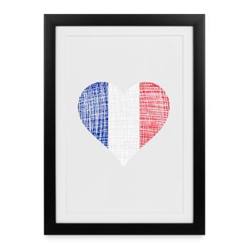 France. French Heart Flag Vintage - Framed poster (27 × 37 cm) - black - Front