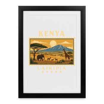 Marque de voyage vintage Kenya Laikipia - Affiche encadrée (27 × 37 cm) - noir - Devant