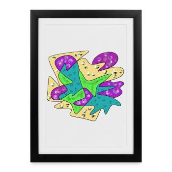 Abstract Color Explosion Glitter Splatter - Framed poster (27 × 37 cm) - black - Front