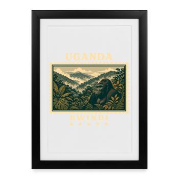 Uganda Bwindi Vintage Travel Brand - Framed poster (27 × 37 cm) - black - Front