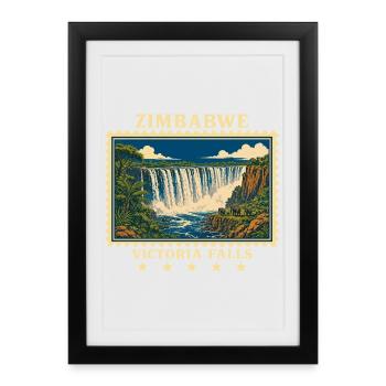 Zimbabwe Victoria Falls Vintage Travel Brand - Framed poster (27 × 37 cm) - black - Front