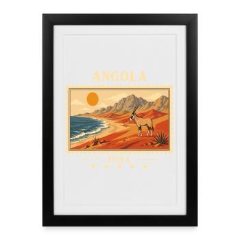 Angola Iona Vintage Travel Brand - Framed poster (27 × 37 cm) - black - Front