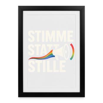 Stimme statt Stille Pride Statement Vielfalt - Gerahmtes Poster (27 × 37 cm) - Schwarz - Vorne