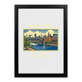 Schottland_Glasgow_Vintage_Reisemarke - Affiche encadrée (27 × 37 cm) - noir - Devant