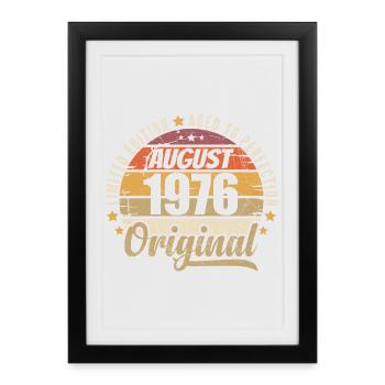 Août 1976 Anniversaire Vintage Rétro Août 1976 - Affiche encadrée (27 × 37 cm) - noir - Devant