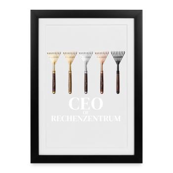 Rechenzentrum Garden Rake Gardener Gardening IT - Gerahmtes Poster (27 × 37 cm) - Schwarz - Vorne