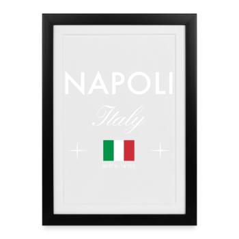 Neapel Italien Koordinaten Reise Souvenir - Gerahmtes Poster (27 × 37 cm) - Schwarz - Vorne