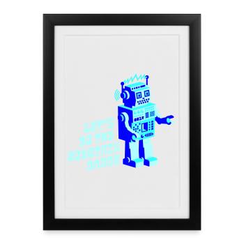 Robotnik danse - vieux robots scolaires - Affiche encadrée (27 × 37 cm) - noir - Devant