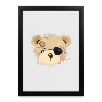 Teddy with eye patch - Framed poster (27 × 37 cm) - black - Front