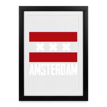 Amsterdam X Striped Emblem - Framed poster (27 × 37 cm) - black - Front