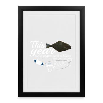 Halibut anglers in Norway/Iceland bigger boat - Framed poster (27 × 37 cm) - black - Front