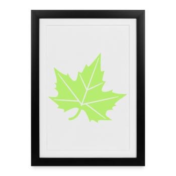 Conception de feuille de platane - Affiche encadrée (27 × 37 cm) - noir - Devant
