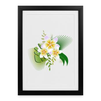 Fleurs de frangipanier un joyau tropical - Affiche encadrée (27 × 37 cm) - noir - Devant