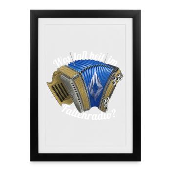 Wos laft heit im Faltenradio | ZiachON ! - Affiche encadrée (27 × 37 cm) - noir - Devant