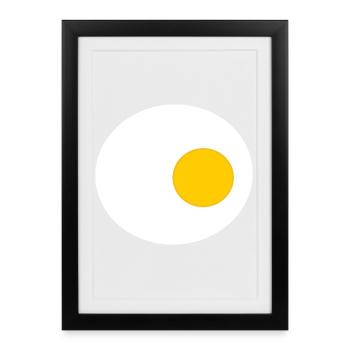 Cadeau œuf au plat, œuf, œufs, poulets, poulet - Affiche encadrée (27 × 37 cm) - noir - Devant
