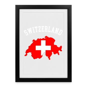 Switzerland Flag Map - Framed poster (27 × 37 cm) - black - Front