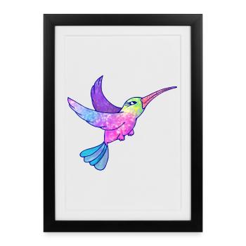 Colibri oiseau mignon animaux - Affiche encadrée (27 × 37 cm) - noir - Devant