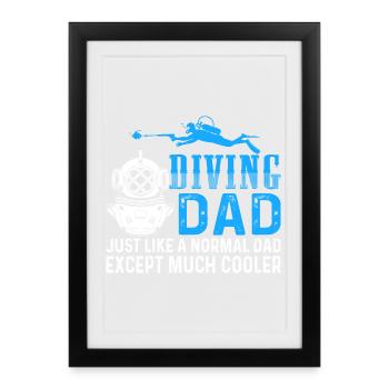 Plongeurs Plongeur Papa père - Affiche encadrée (27 × 37 cm) - noir - Devant