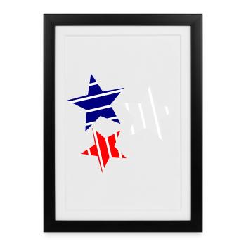 ETOILE. ETOILES. STAR. ETOILES. FÊTE. ANNIVERSAIRE - Affiche encadrée (27 × 37 cm) - noir - Devant