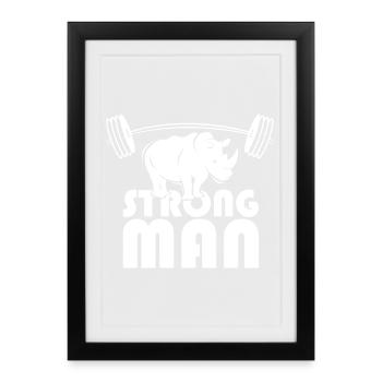strongman rhino fitness weigths symbol kraft - Gerahmtes Poster (27 × 37 cm) - Schwarz - Vorne