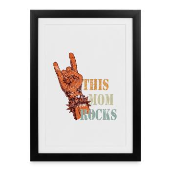 This Mom rocks - Frauen und Mütter Geschenk - Gerahmtes Poster (27 × 37 cm) - Schwarz - Vorne