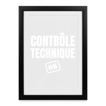contrôle technique ok, phrase drôle - Affiche encadrée (27 × 37 cm) - noir - Devant