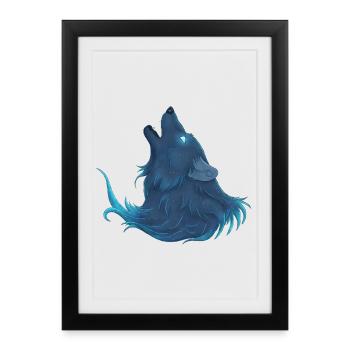 Howling Blue Wolf - Guide Loup Bleu - Framed poster (27 × 37 cm) - black - Front