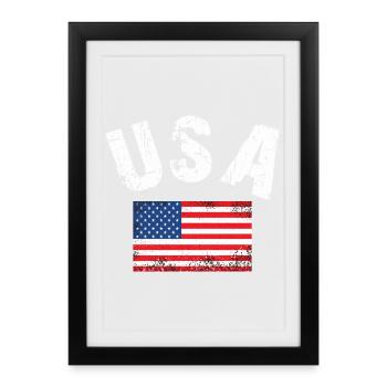 USA Flag - Framed poster (27 × 37 cm) - black - Front