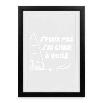 char à voile, fan de char à voile - Affiche encadrée (27 × 37 cm) - noir - Devant