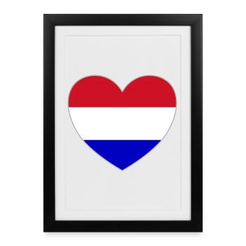 Cœur du drapeau de la Hollande - Affiche encadrée (27 × 37 cm) - noir - Devant
