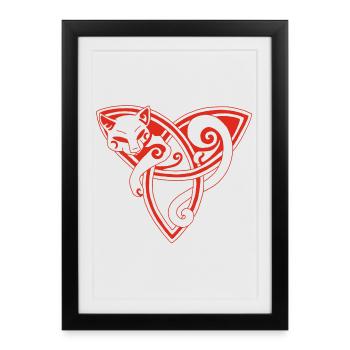 Chat celte au repos (rouge) - Affiche encadrée (27 × 37 cm) - noir - Devant