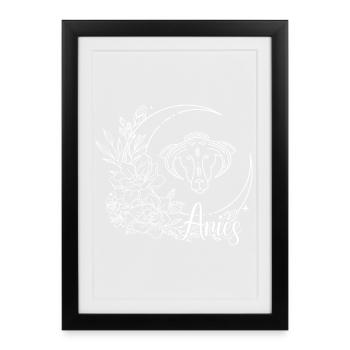 Moonlit Floral Dog Alexis - Framed poster (27 × 37 cm) - black - Front