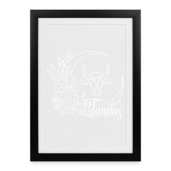 Floral Taurus Zodiac Line Art - Framed poster (27 × 37 cm) - black - Front