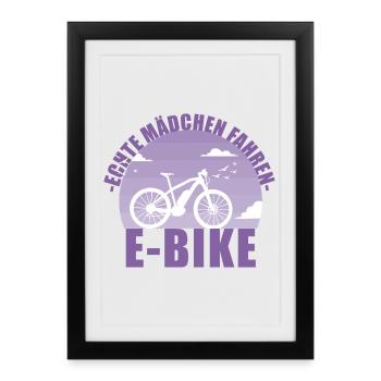E-Bike Fahrrad E Bike Akku Geschenk - Gerahmtes Poster (27 × 37 cm) - Schwarz - Vorne