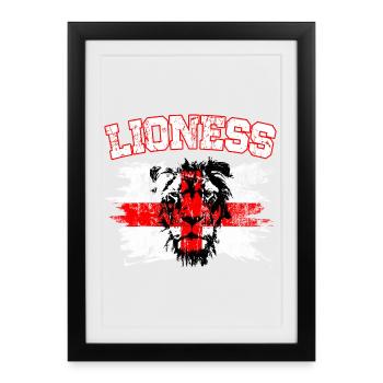 Championnes d’Angleterre de football féminin Lionnes 2025 - Affiche encadrée (27 × 37 cm) - noir - Devant