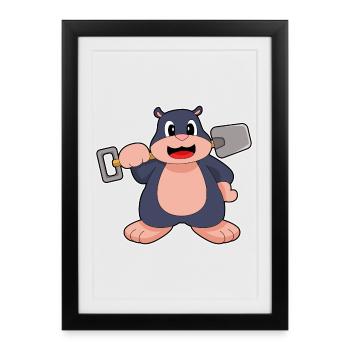 Mole Miner Shovel Mining - Framed poster (27 × 37 cm) - black - Front