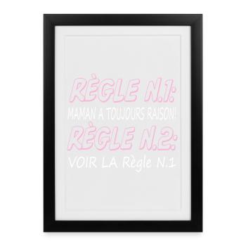 Maman Humour Cadeau - Règle - Femme Humoristique - Affiche encadrée (27 × 37 cm) - noir - Devant