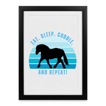 Kaltblut im Trob - Coucher de soleil dans un style rétro - Affiche encadrée (27 × 37 cm) - noir - Devant