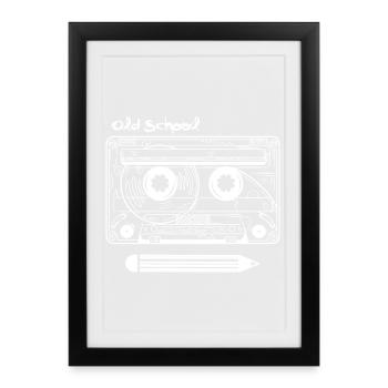 Retro cassette and pen - Framed poster (27 × 37 cm) - black - Front