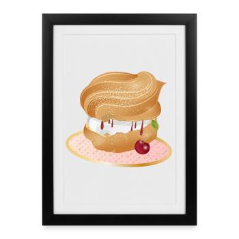 Feuilleté à la crème fourré à la crème et à la cerise - Affiche encadrée (27 × 37 cm) - noir - Devant