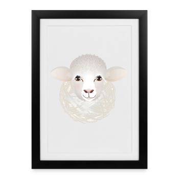 funny sheep with balls of wool as body - Framed poster (27 × 37 cm) - black - Front