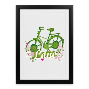 Vélo vert conçu avec beaucoup d’amour - Affiche encadrée (27 × 37 cm) - noir - Devant