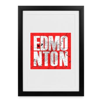 Carte de la ville d’Edmonton – Design urbain du Canada - Affiche encadrée (27 × 37 cm) - noir - Devant