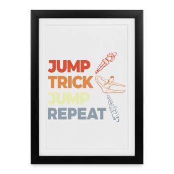Trampoline Jumping Vintage Look - Affiche encadrée (27 × 37 cm) - noir - Devant