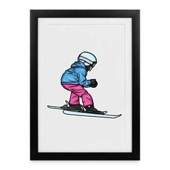 Little skier - Framed poster (27 × 37 cm) - black - Front