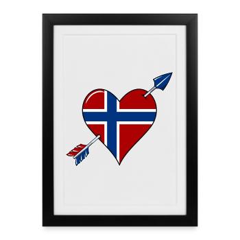 Norway flag heart in love - Framed poster (27 × 37 cm) - black - Front