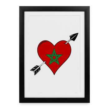 Morocco flag heart in love - Framed poster (27 × 37 cm) - black - Front