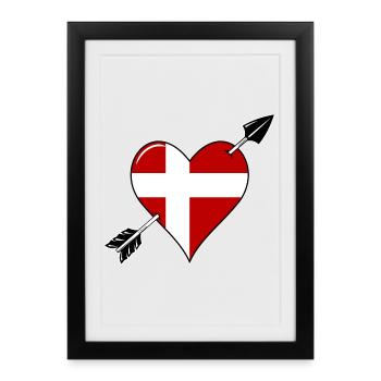 Denmark flag heart in love - Framed poster (27 × 37 cm) - black - Front