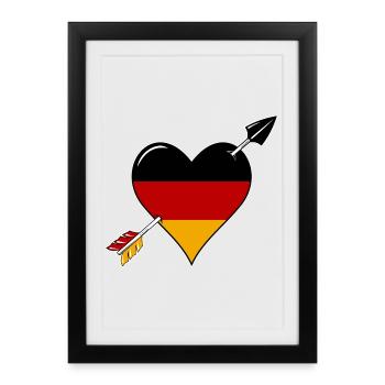 Germany flag heart in love - Framed poster (27 × 37 cm) - black - Front
